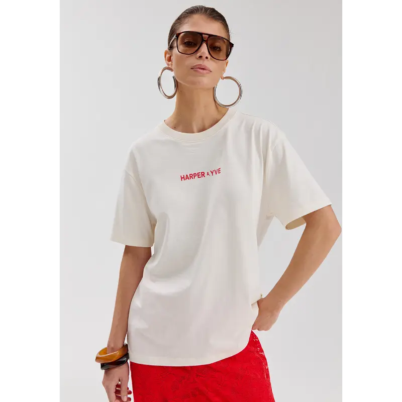 ss26y3084 Harper&Yve T-Shirt Mexicanback SS26Y308 101 Ecru