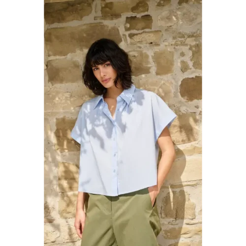 01-201202-604 Blauw01 Yaya Blouse 01-201202-604 99073 Licht Blauw