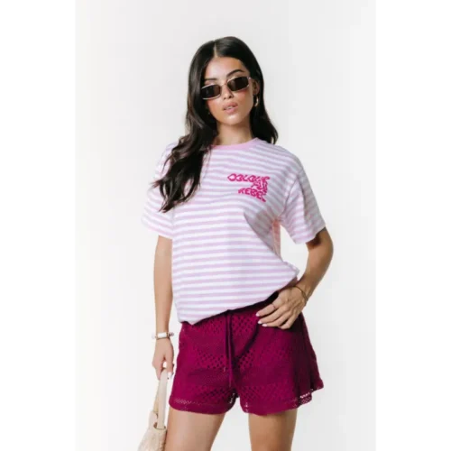 Colourful Rebel T-Shirt Puff Logo WT117806 Roze