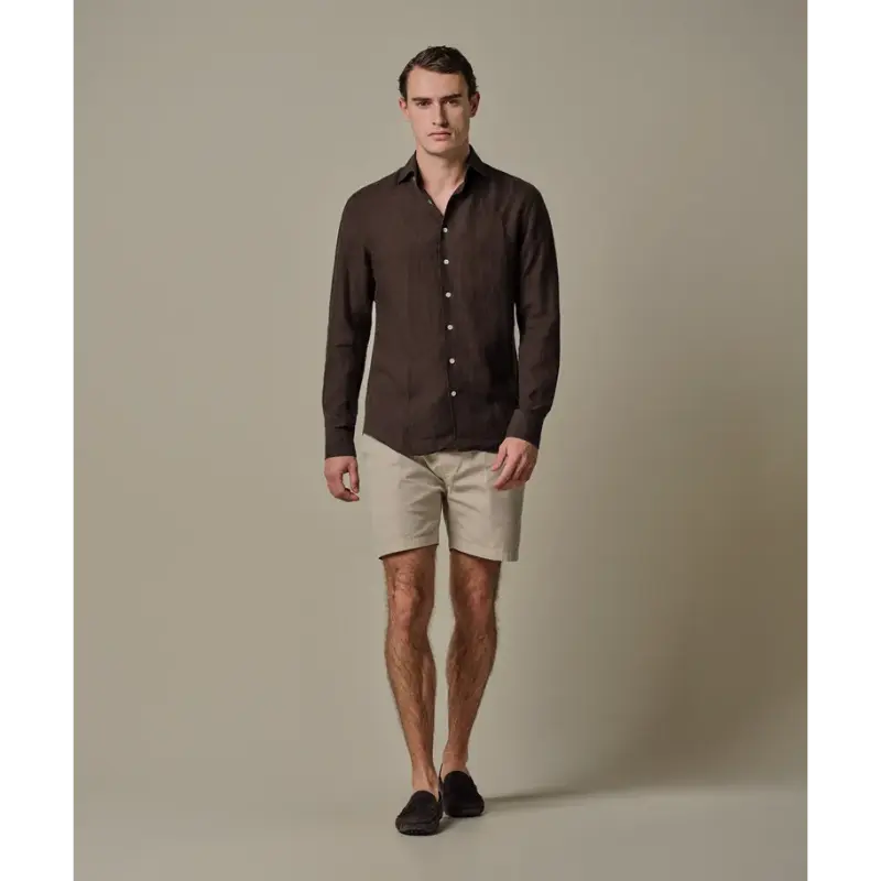 ppxh10017f Dark Brown 1 Profuomo Overhemd PPXH10017f Donkerbruin