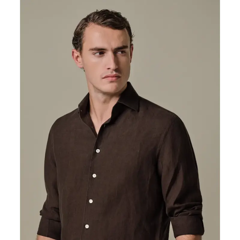 ppxh10017f Dark Brown 2 Profuomo Overhemd PPXH10017f Donkerbruin