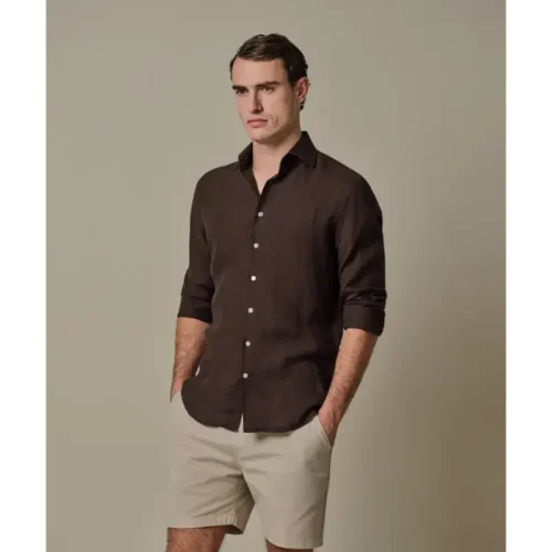 ppxh10017f Dark Brown 3 Profuomo Overhemd PPXH10017f Donkerbruin