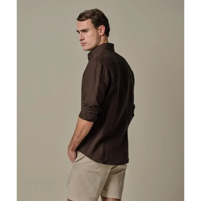 ppxh10017f Dark Brown 4 Profuomo Overhemd PPXH10017f Donkerbruin