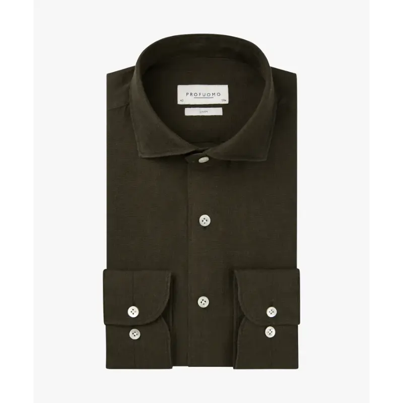 ppxh10017f Dark Brown 6 Profuomo Overhemd PPXH10017f Donkerbruin