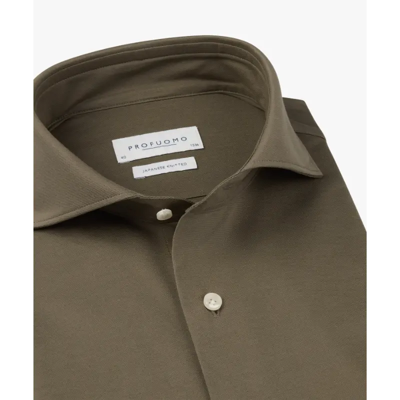 ppxh10032b Light Brown2 Profuomo Japanese Knitted Overhemd PPXH10032b Licht Bruin