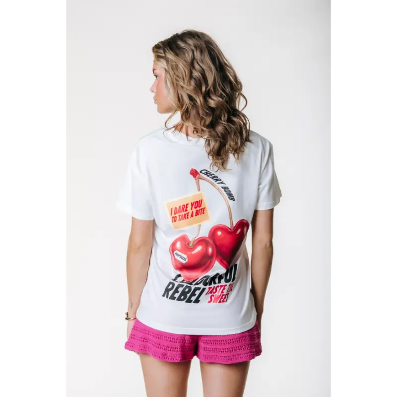 Colourful-Re_High-Summer-2026_118_WT117808 Colourful Rebel T-Shirt Sweet Cherry WT117808 118 White