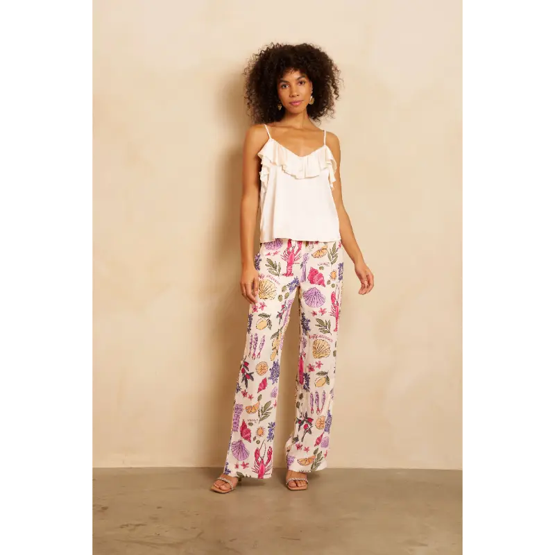 Lofty-Manner_spring_summer_2026_original_Top Jasmine RE09.1 Off White + Trouser Luca RE38 Multi Element Print 1 Lofty Manner Broek Luca RE38 827 Multicolour