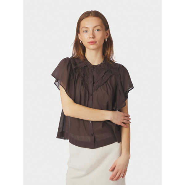 169039_676_2 Neo Noir Blouse Vinsa 169039 Donker Bruin