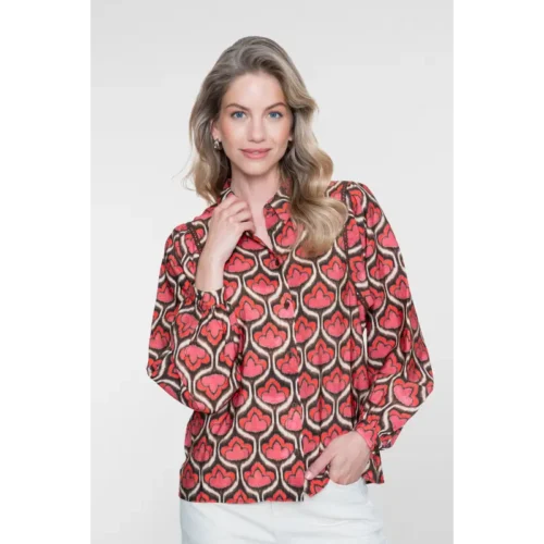 Geisha Blouse 63641-20 450 Red/Brown