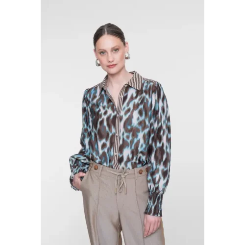 Geisha Blouse 63713-20 675 Navy/Brown