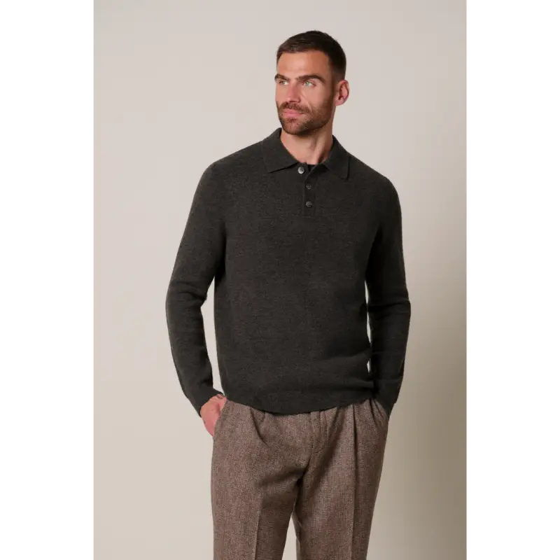 ppxj30041e2 Profuomo Polo Lange Mouw PPXJ30041e Bruin