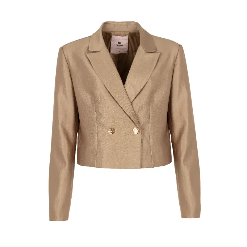 Freebird Blazer Laura 2362 Brilliant G Goud – vooraanzicht Gouden Freebird Laura blazer, vooraanzicht zonder model