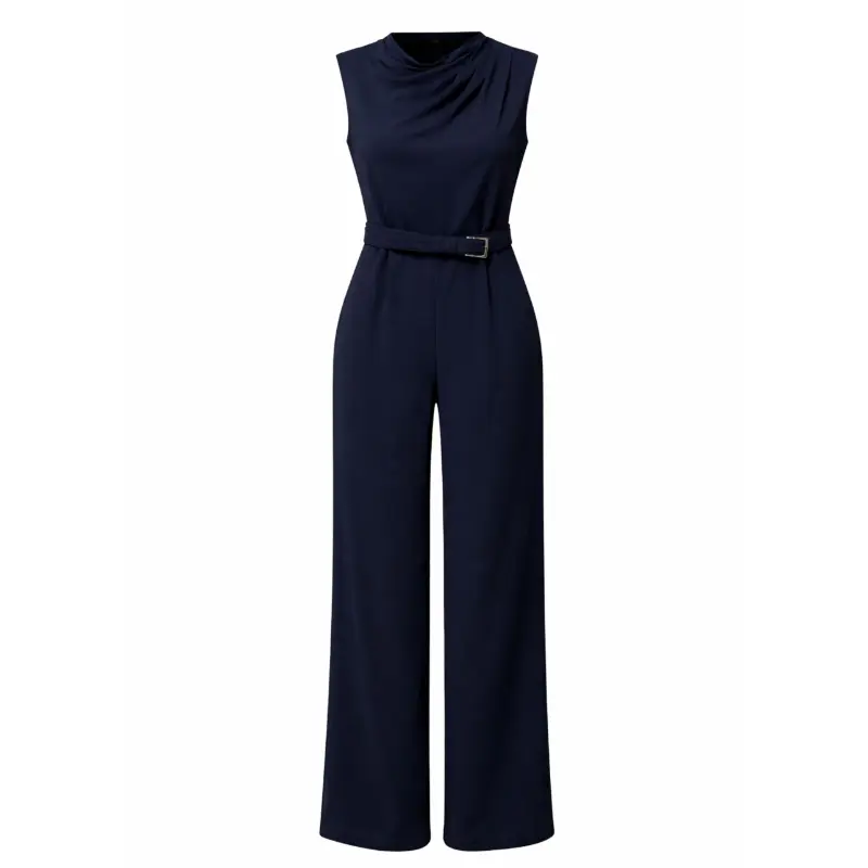 Freebird Jumpsuit Jantilia donkerblauw 2437 Midnight Bl – vooraanzicht Donkerblauwe Freebird Jumpsuit Jantilia, vooraanzicht zonder model