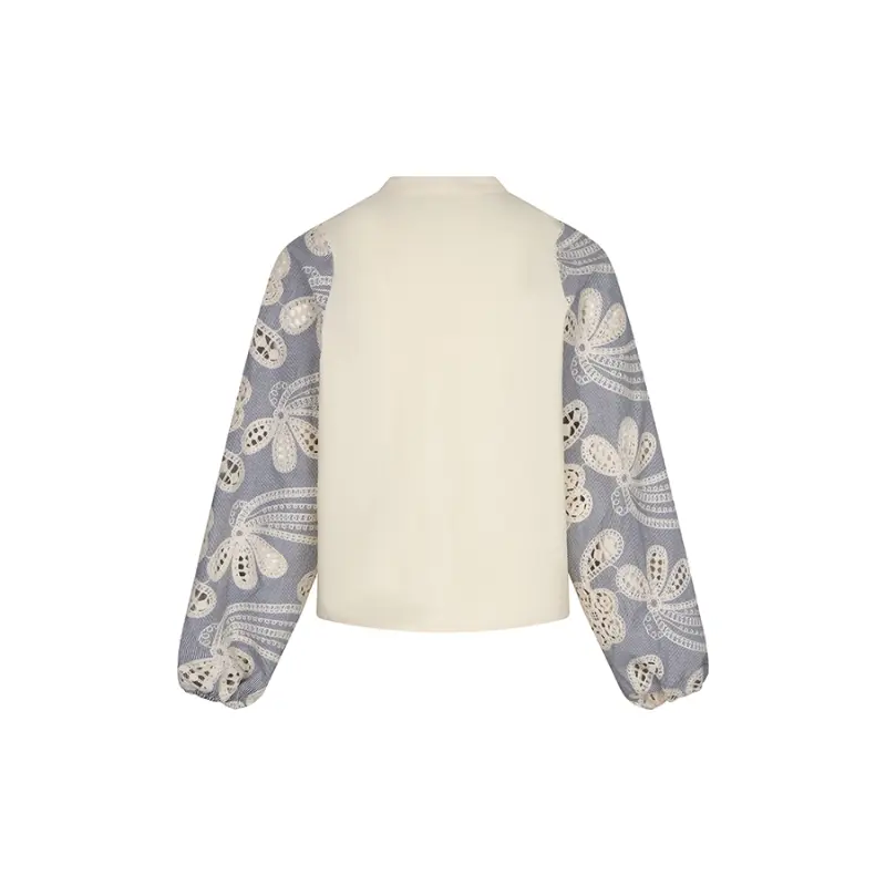 Lofty Manner Blouse RI01 - Ismay 120 Cream Off-White achteraanzicht Achteraanzicht van Lofty Manner blouse Ismay in cream off-white