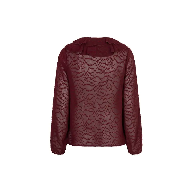 Lofty Manner Blouse Kio RK02.1 Bordeaux Rood 258 – achteraanzicht Lofty Manner Blouse Kio in bordeaux rood, achteraanzicht zonder model