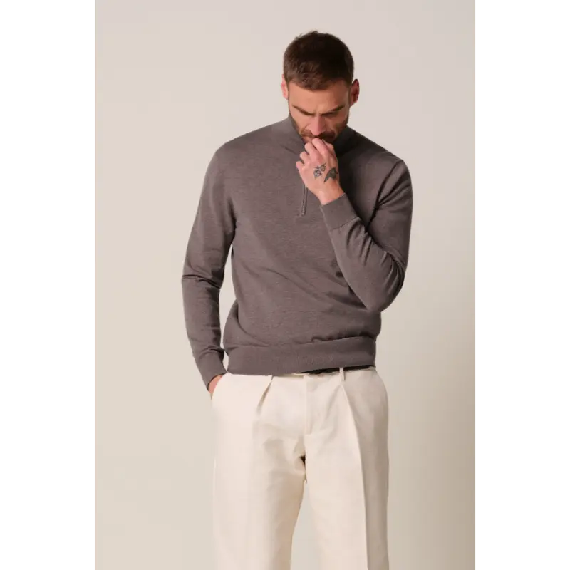 ppxj30002d Aubergine1 Profuomo Halfzip Trui PPXJ30002D Aubergine S