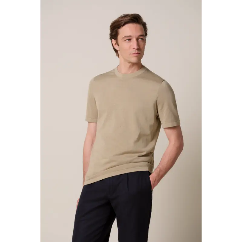 ppxt30005e beige3 Profuomo T-shirt Heren PPXT30005E Beige